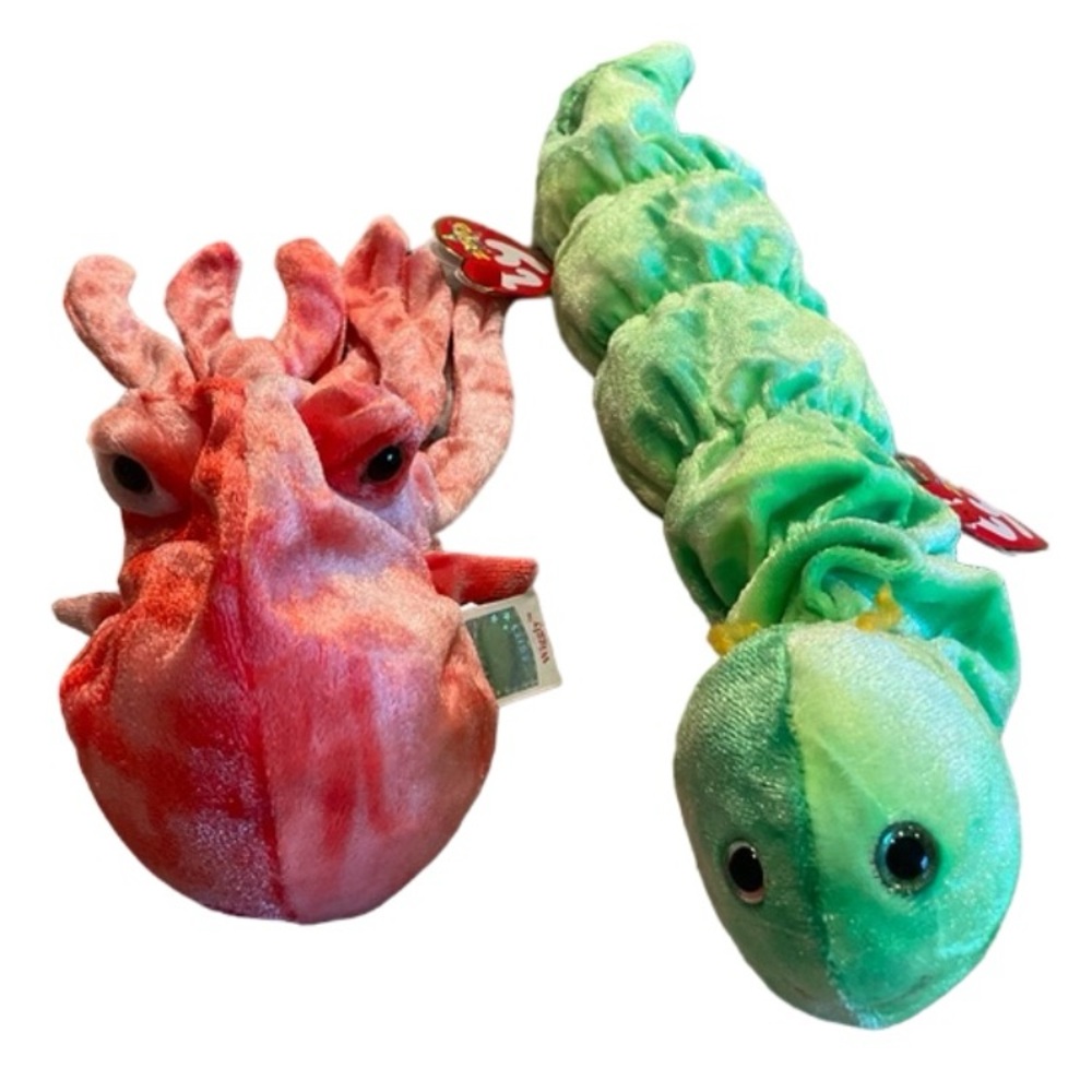 Retired Ty Beanie Baby Bundle- Squirmy & Wiggly 2000